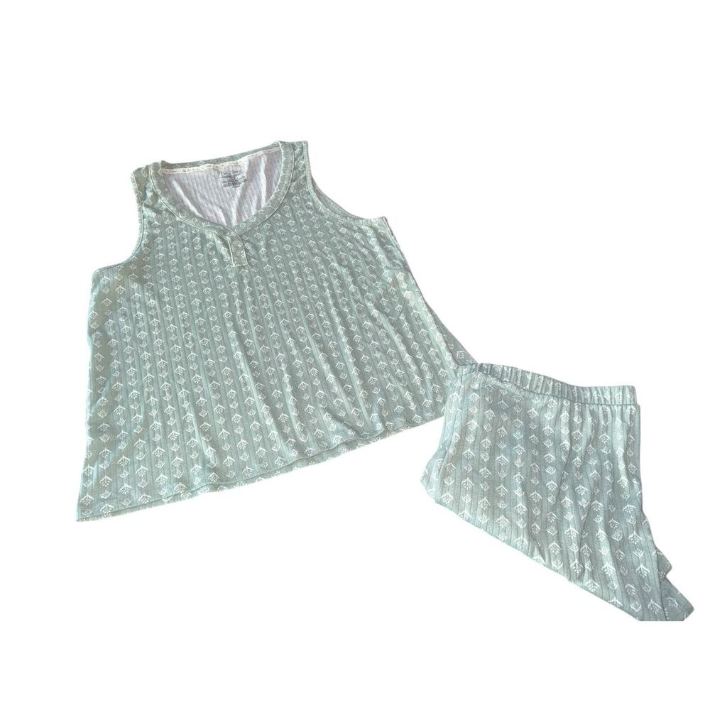 Live 2 Lounge Women’s Pajama Set XX-Large Green Sleeveless Top Shorts 2XL PJs‎